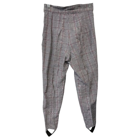 Vintage Kyoto Kasuals Stirrup Pants Size 9 Gray Black Red Checked Preppy Career - Picture 2 of 7